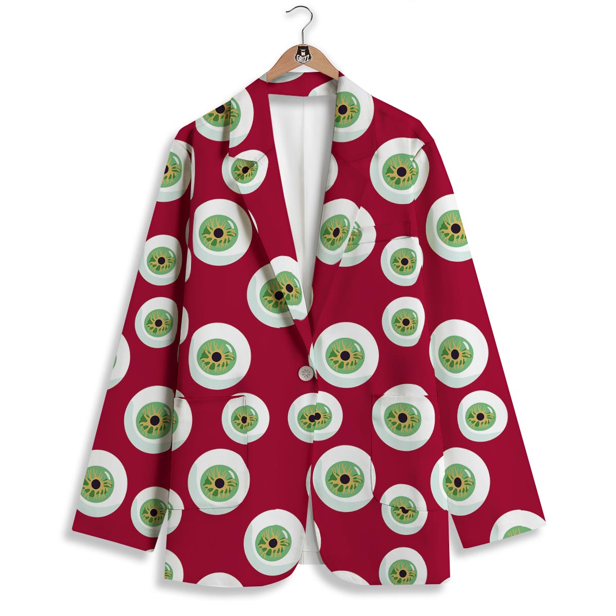Eyeball Scary Red Print Pattern Women's Blazer-grizzshop