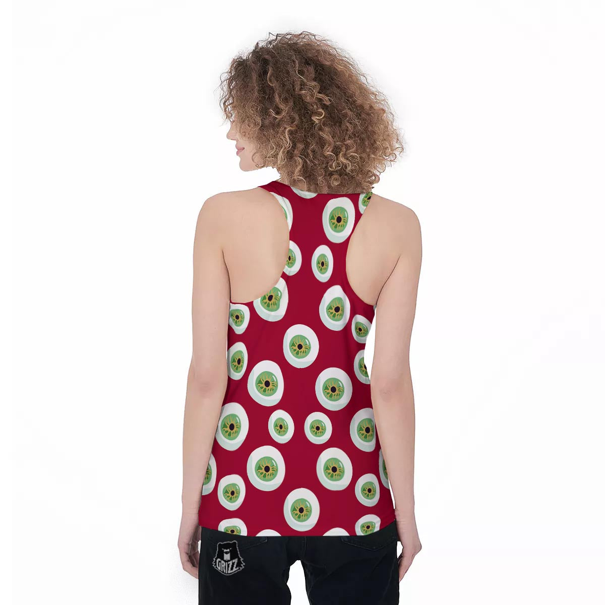 Eyeball Scary Red Print Pattern Women's Racerback Tank Top-grizzshop
