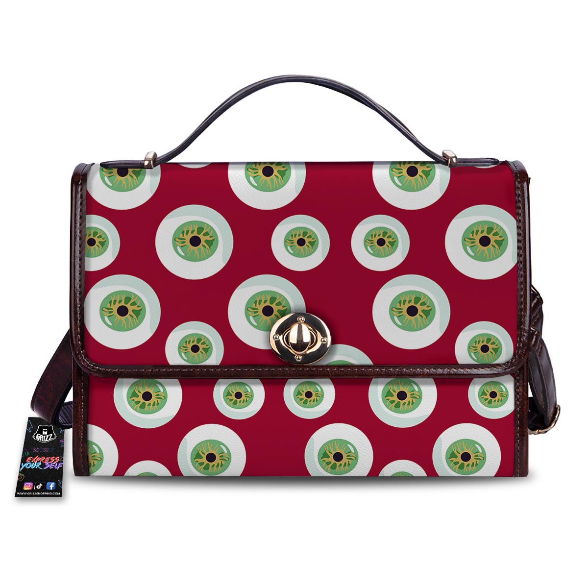 Eyeball Scary Red Print Pattern Women's Satchel Bag-grizzshop