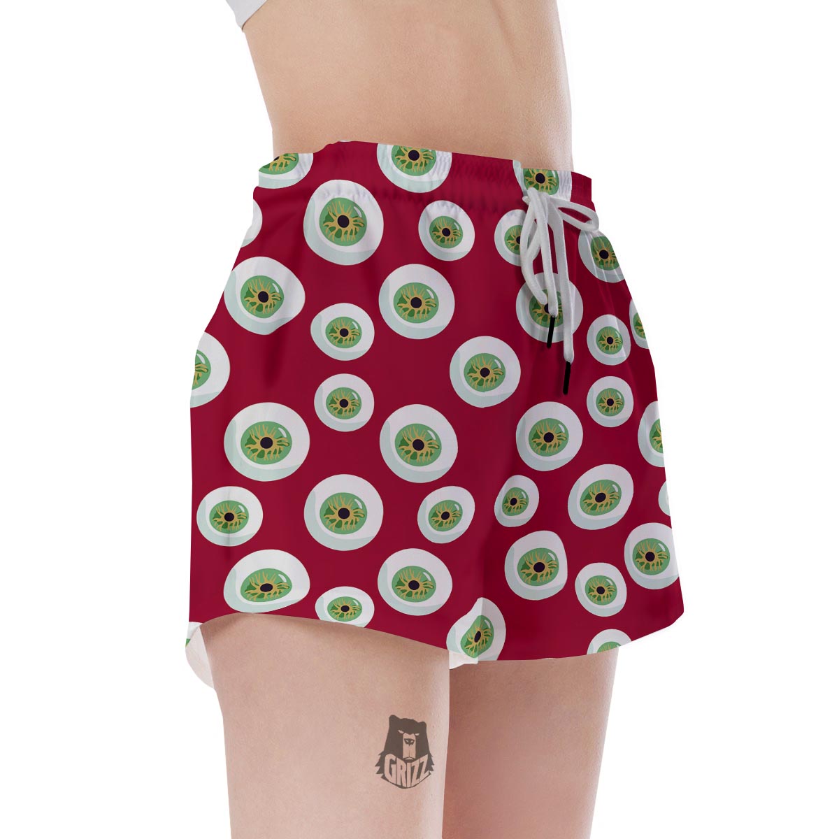 Eyeball Scary Red Print Pattern Women's Shorts-grizzshop