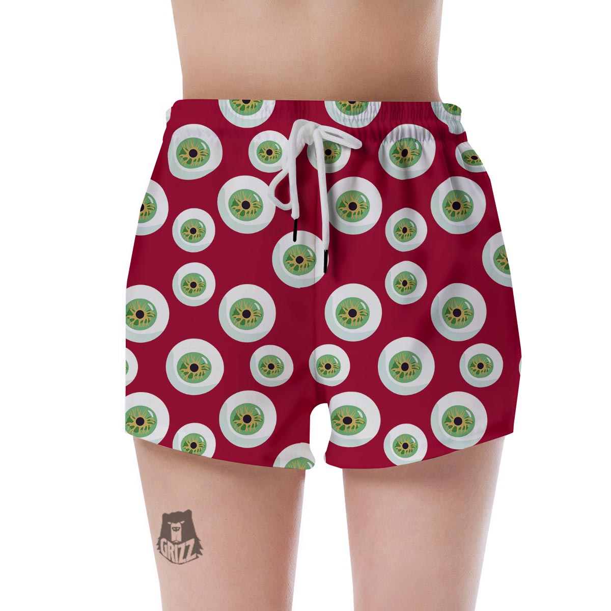 Eyeball Scary Red Print Pattern Women's Shorts-grizzshop