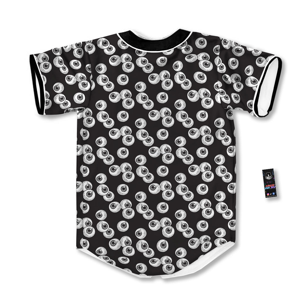 Eyeball White And Black Print Pattern Baseball Jersey-grizzshop