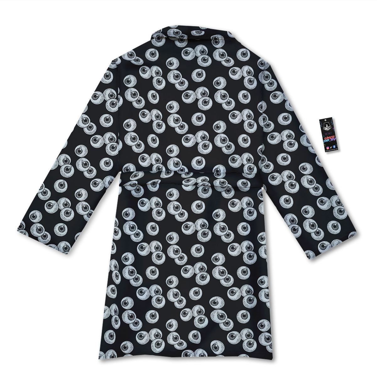 Eyeball White And Black Print Pattern Bathrobe-grizzshop
