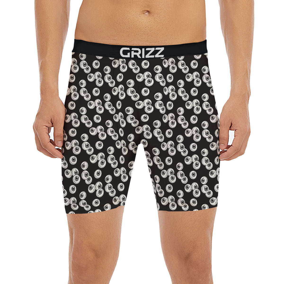 Eyeball White And Black Print Pattern Boxer Briefs-grizzshop