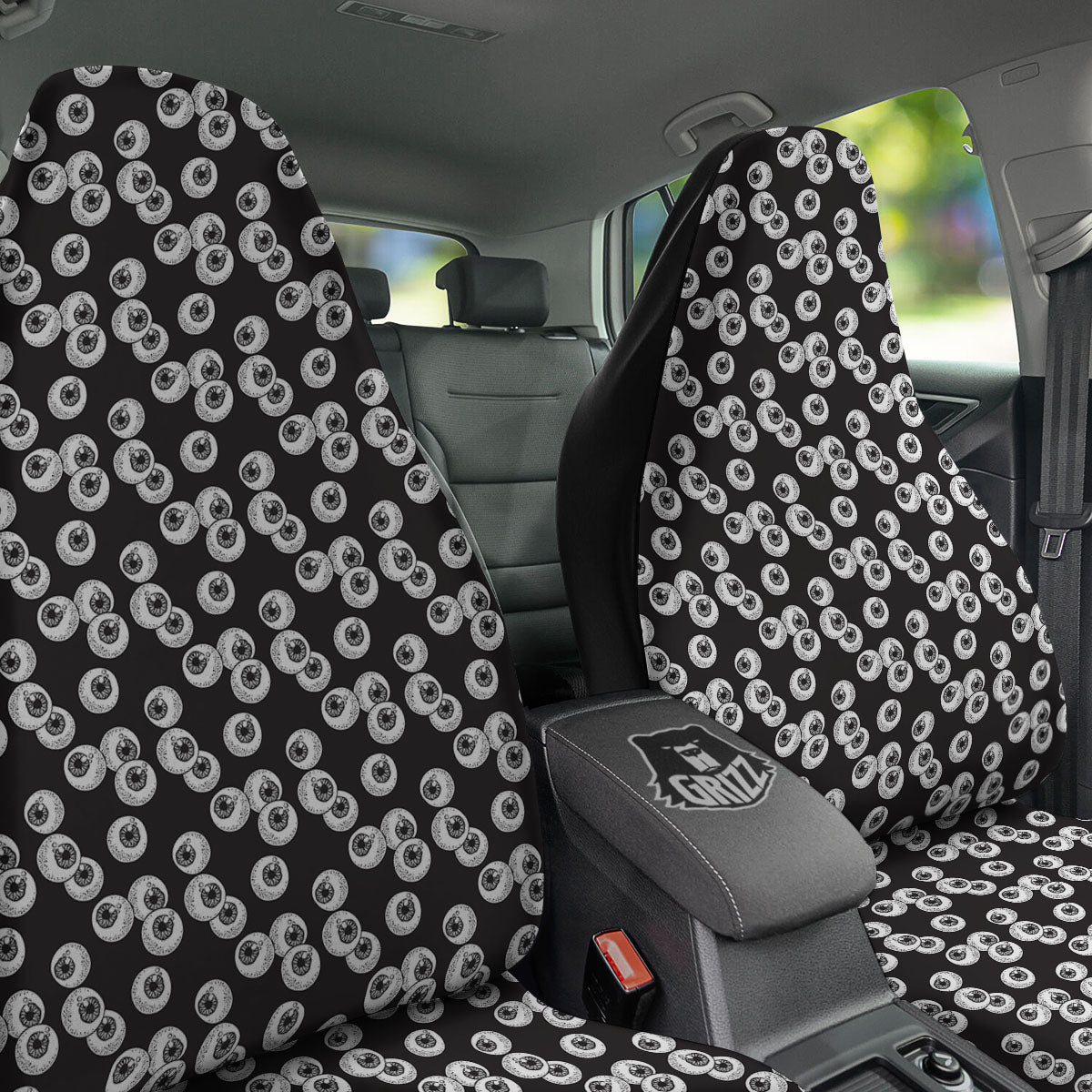 Eyeball White And Black Print Pattern Car Seat Covers-grizzshop