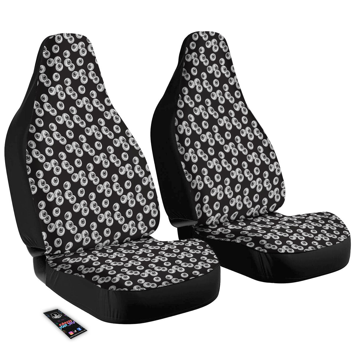 Eyeball White And Black Print Pattern Car Seat Covers-grizzshop