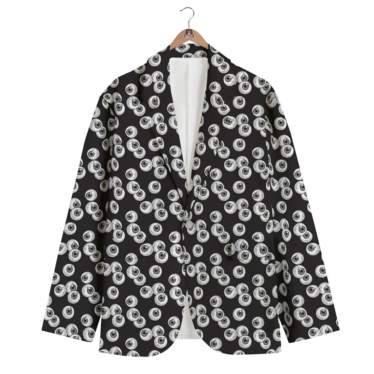 Eyeball White And Black Print Pattern Men's Blazer-grizzshop