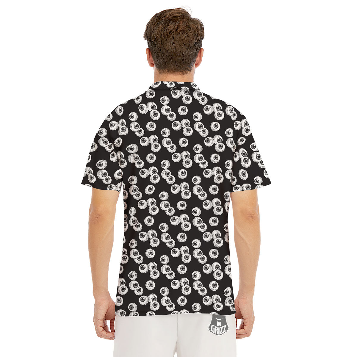 Eyeball White And Black Print Pattern Men's Golf Shirts-grizzshop