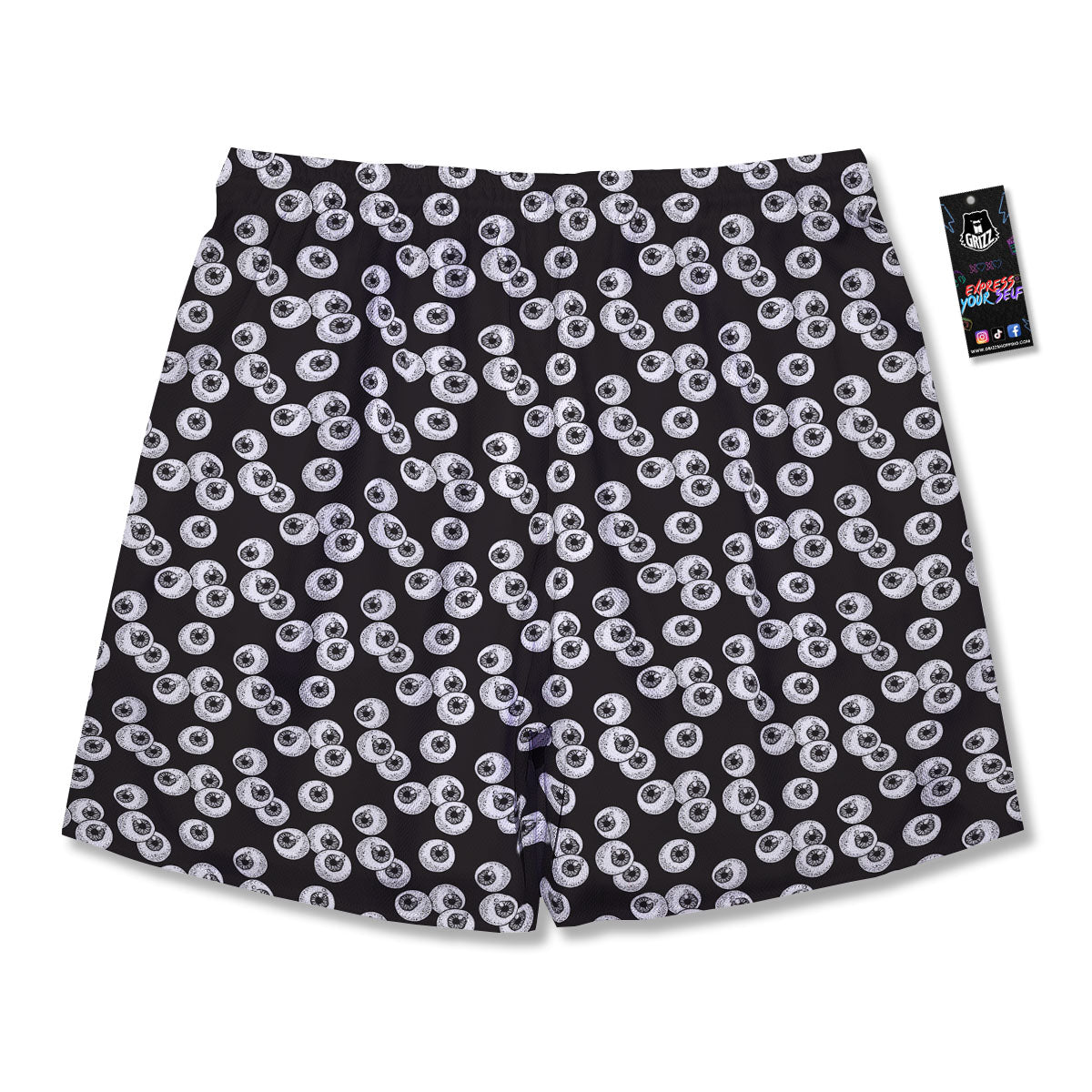 Eyeball White And Black Print Pattern Men's Running Shorts-grizzshop