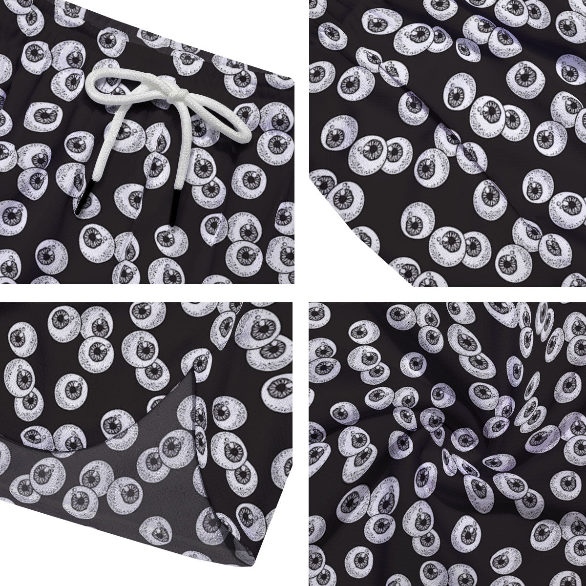 Eyeball White And Black Print Pattern Men's Running Shorts-grizzshop