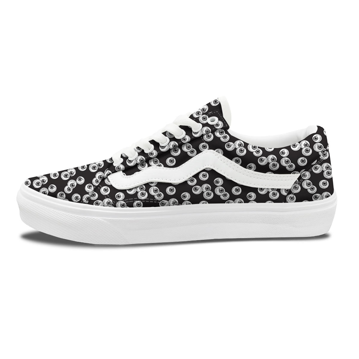 Eyeball White And Black Print Pattern Skate Shoes-grizzshop