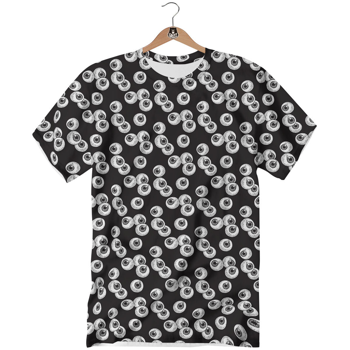 Eyeball White And Black Print Pattern T-Shirt-grizzshop