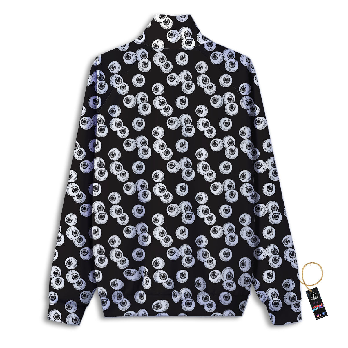 Eyeball White And Black Print Pattern Track Jacket-grizzshop