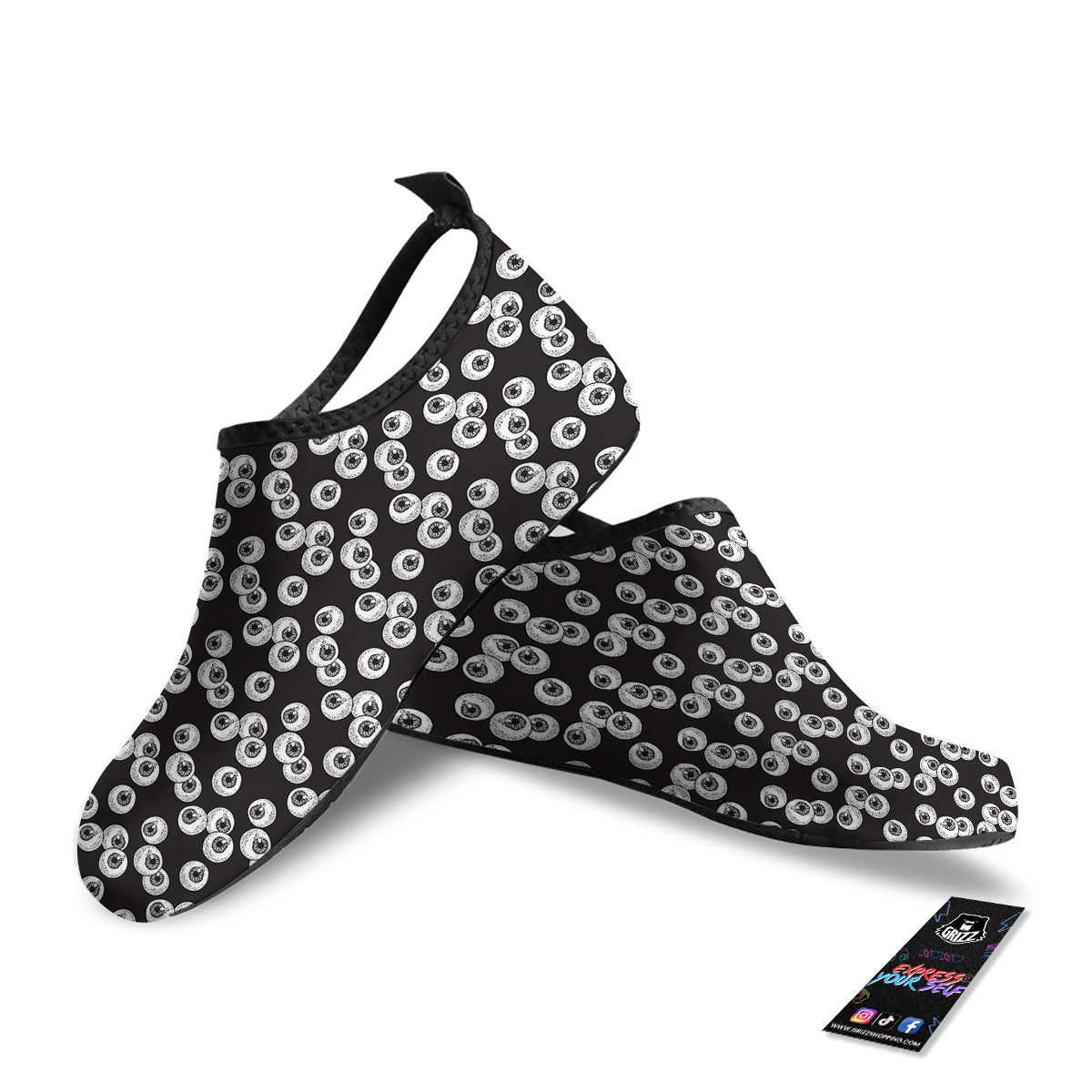 Eyeball White And Black Print Pattern Water Shoes-grizzshop