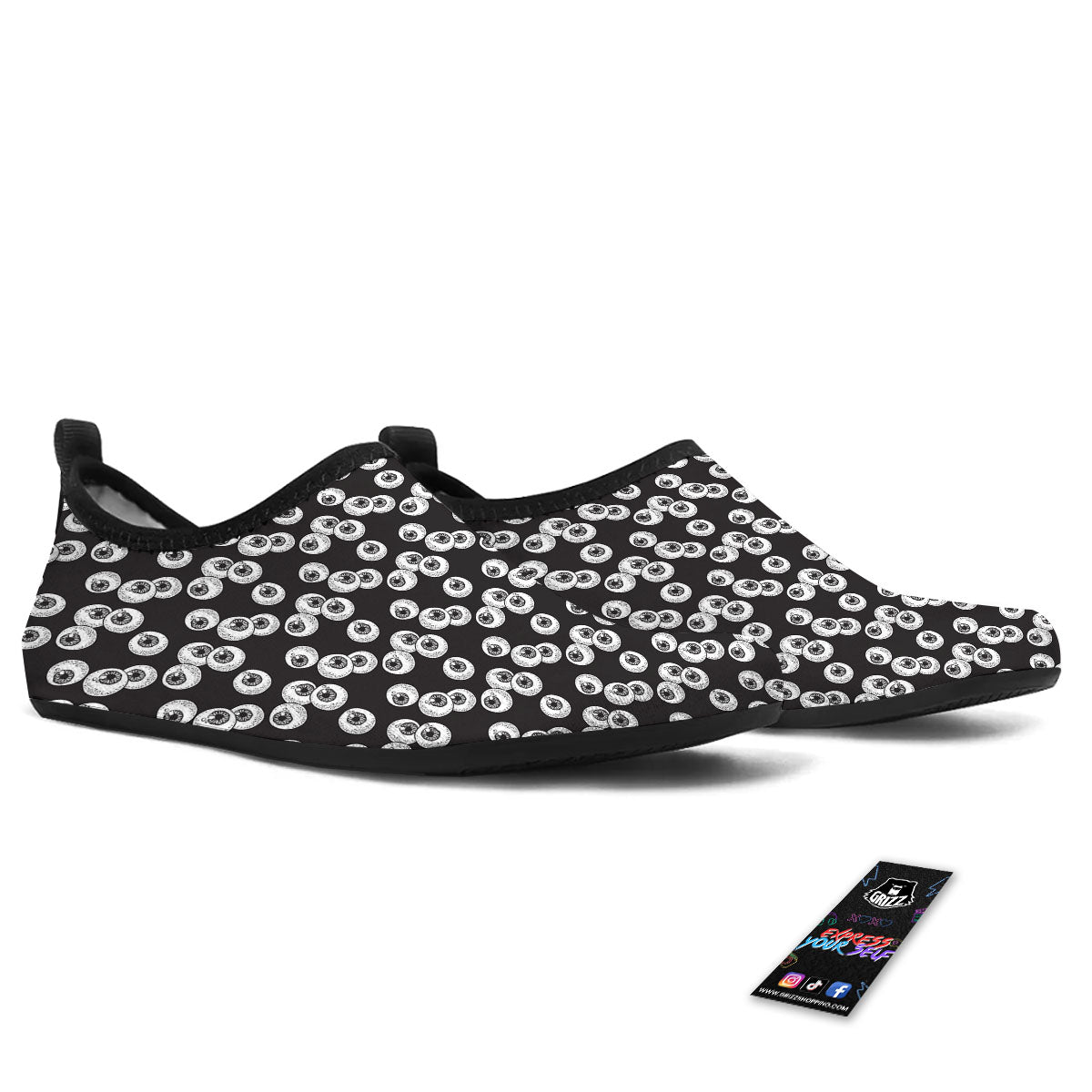 Eyeball White And Black Print Pattern Water Shoes-grizzshop