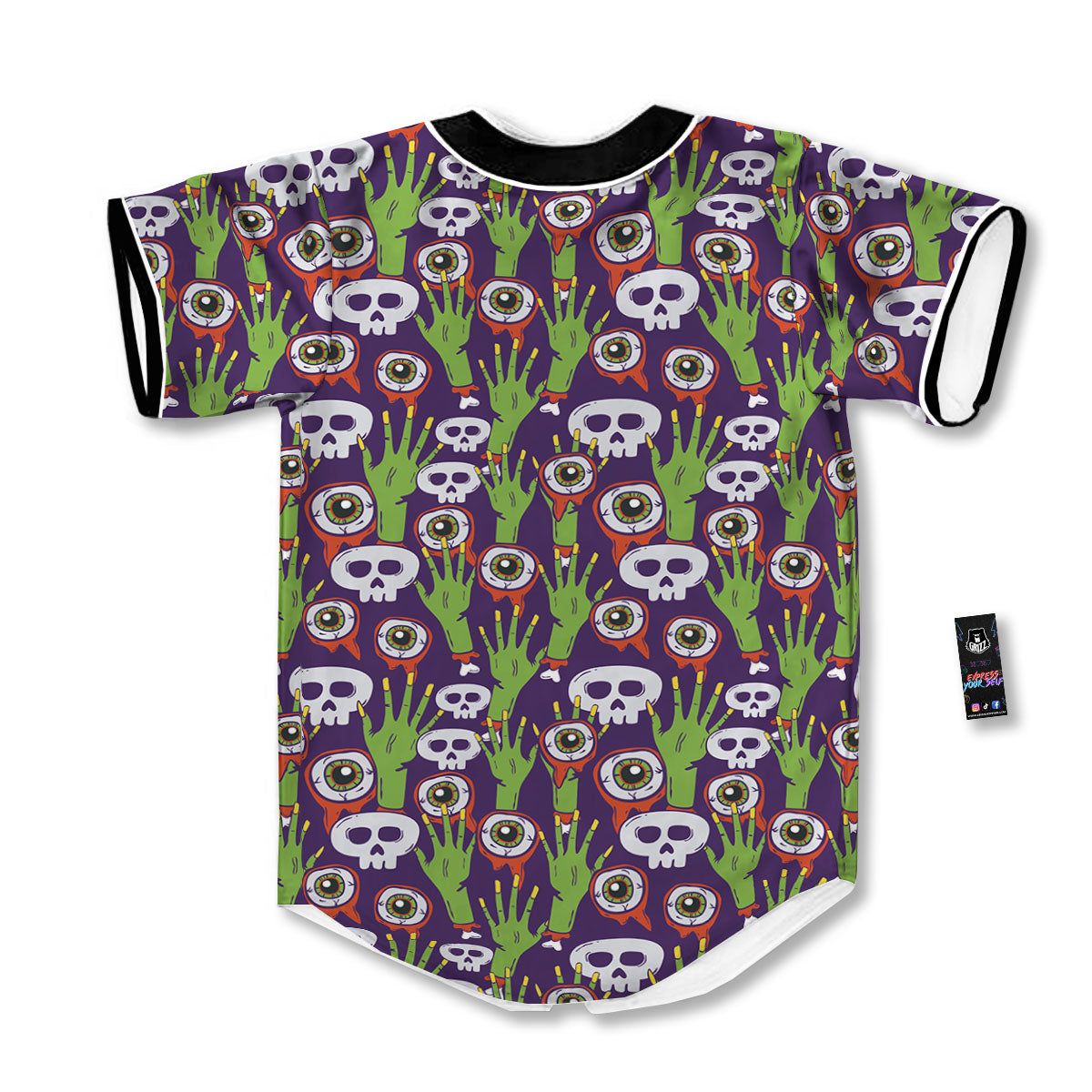 Eyeball Zombie Print Pattern Baseball Jersey-grizzshop