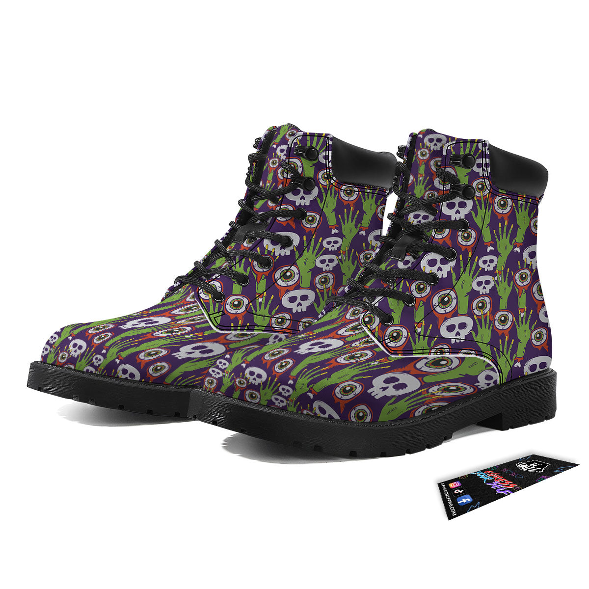 Eyeball Zombie Print Pattern Boots-grizzshop