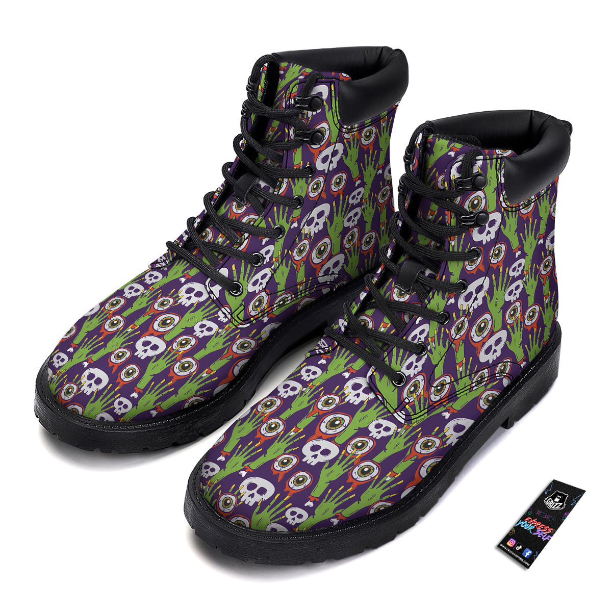 Eyeball Zombie Print Pattern Boots-grizzshop
