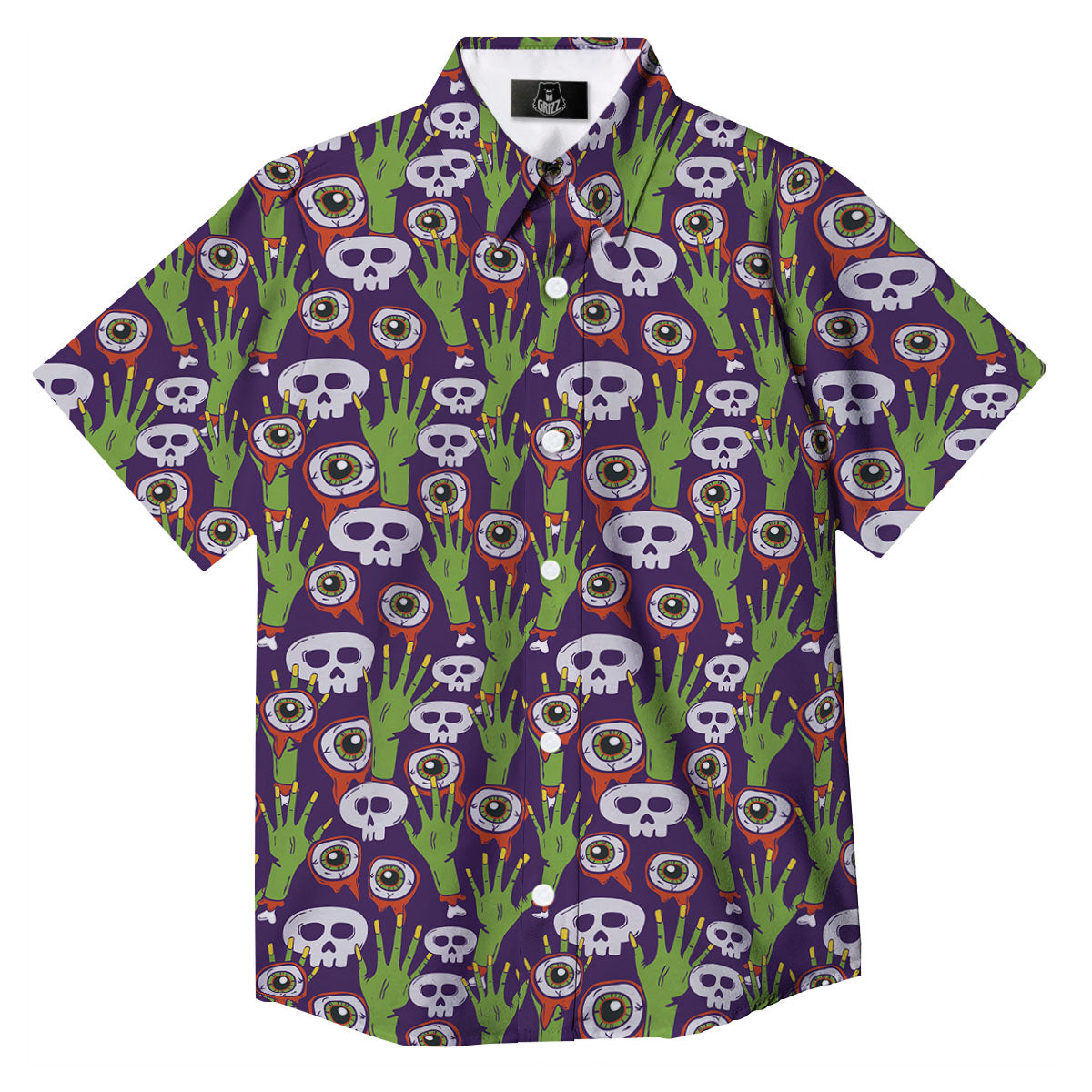 Eyeball Zombie Print Pattern Button Up Shirt-grizzshop