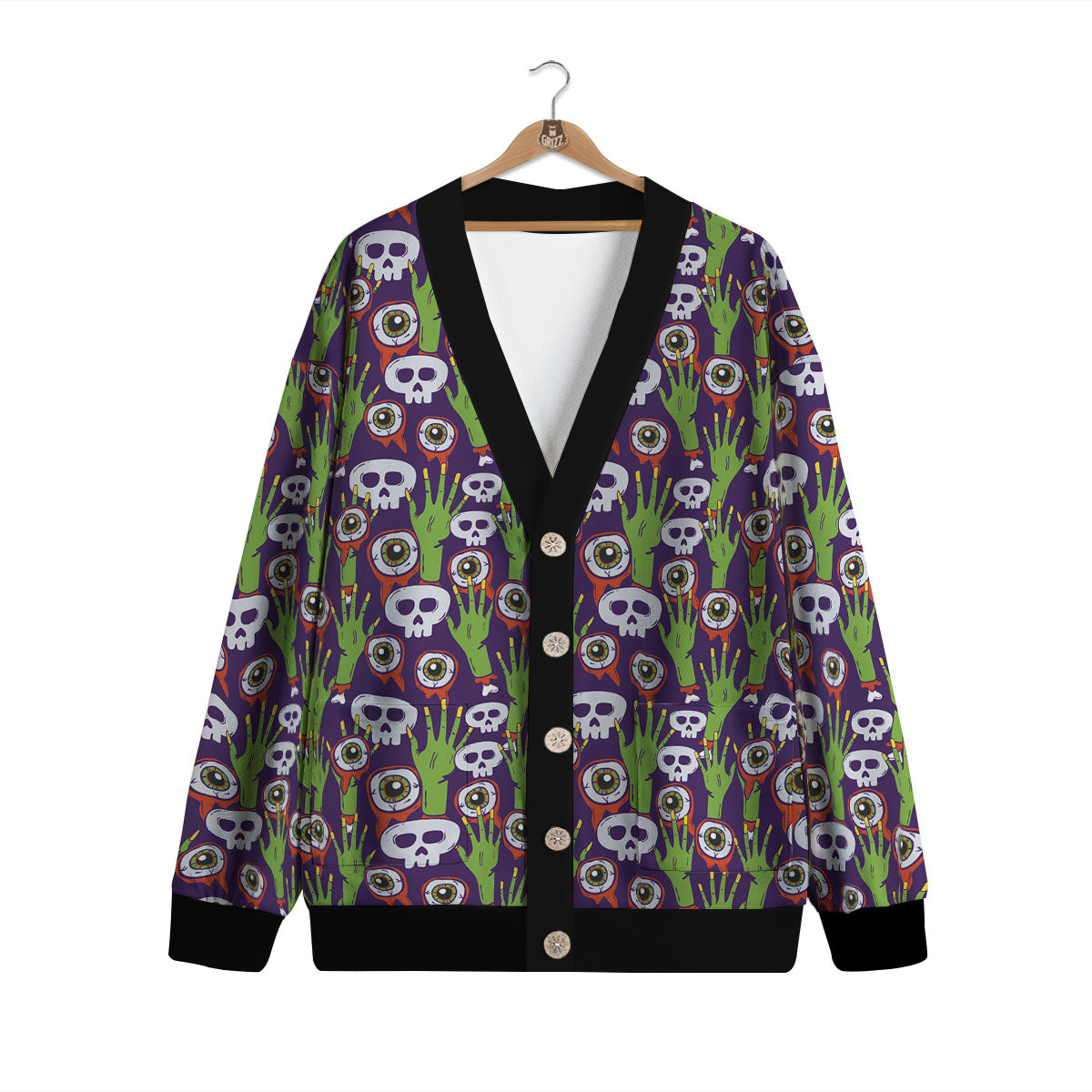 Eyeball Zombie Print Pattern Cardigan-grizzshop