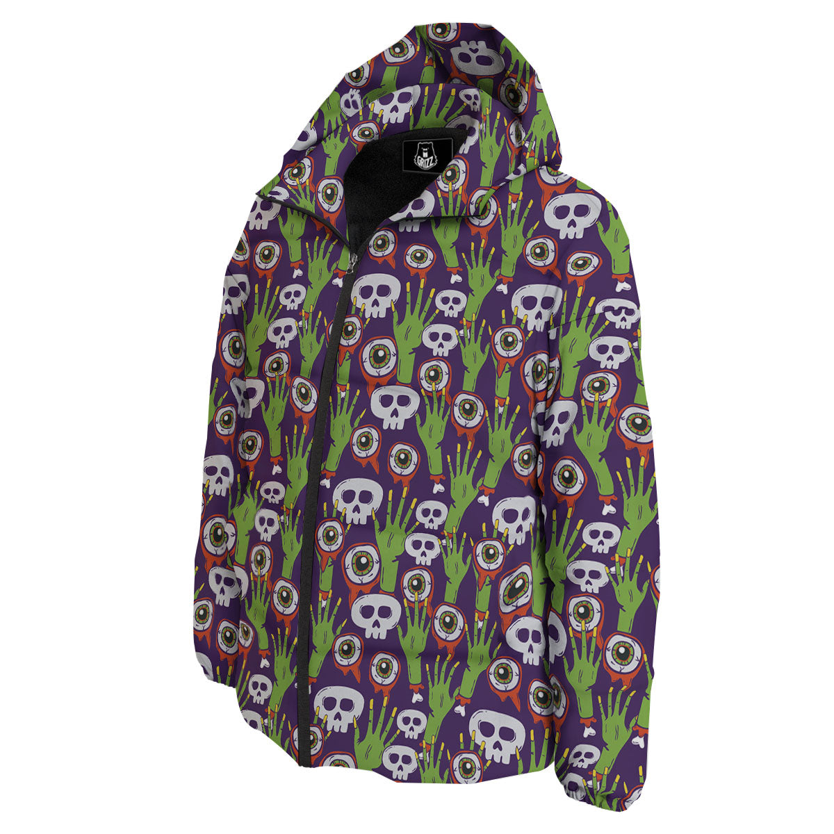 Eyeball Zombie Print Pattern Down Jacket-grizzshop