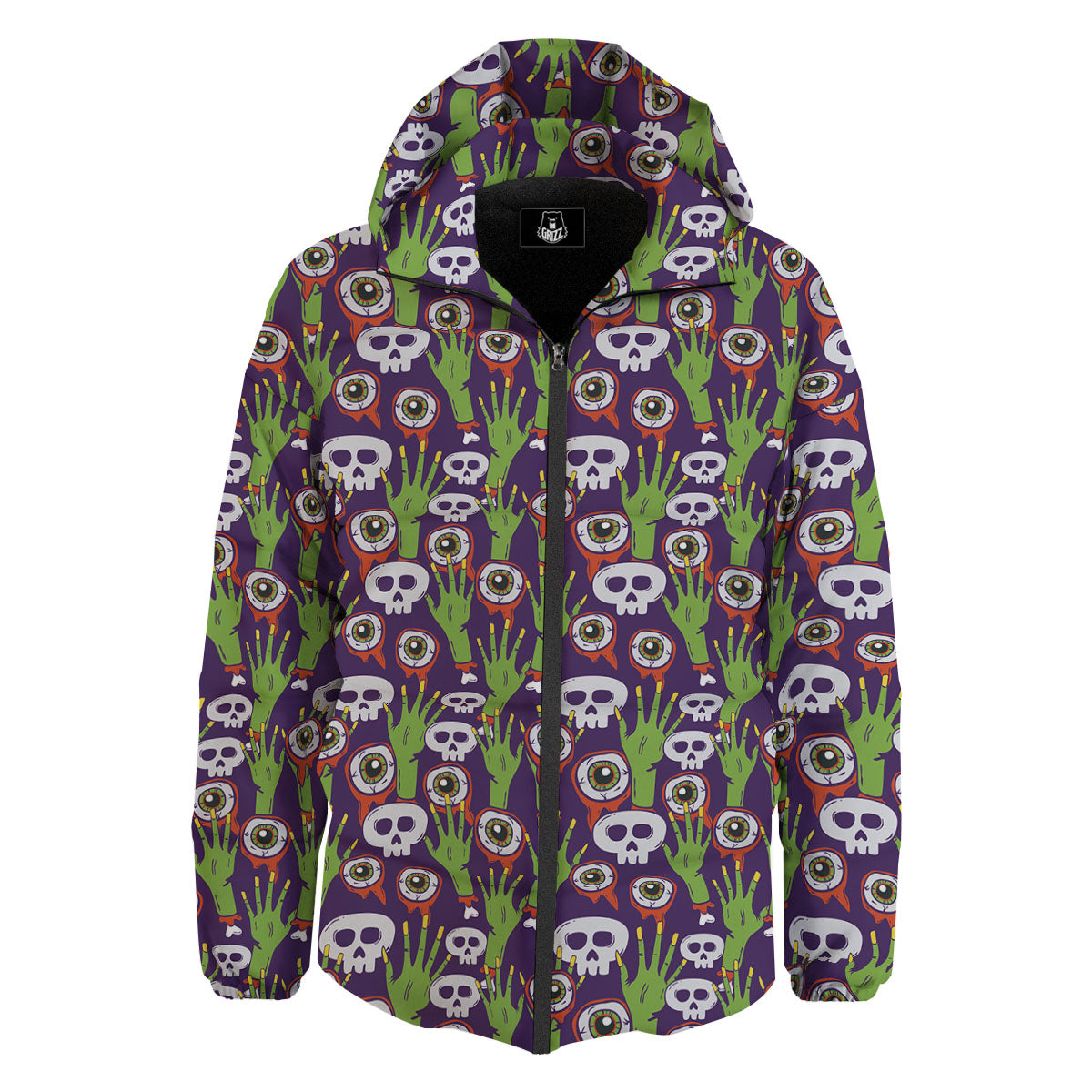 Eyeball Zombie Print Pattern Down Jacket-grizzshop
