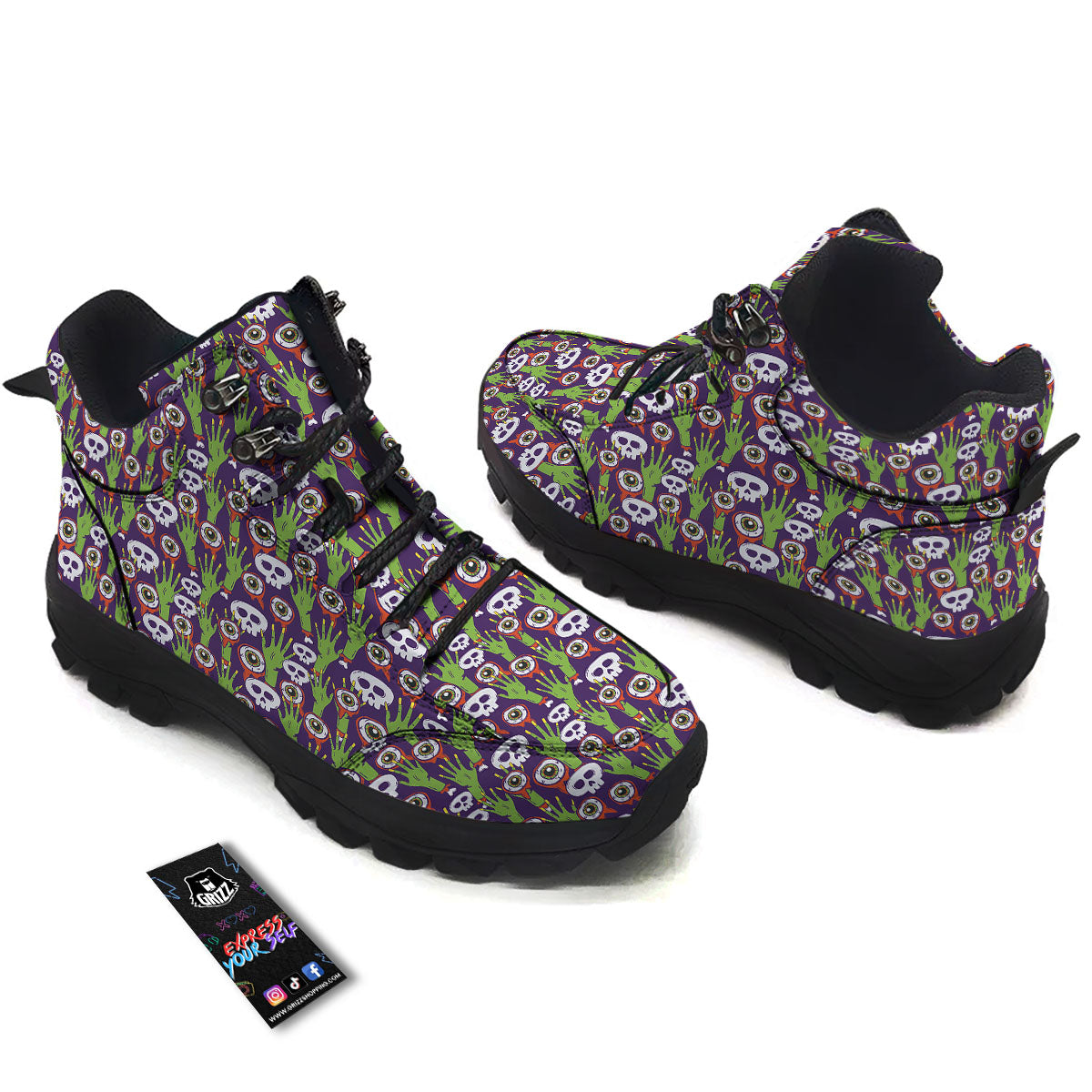 Eyeball Zombie Print Pattern Hiking Shoes-grizzshop