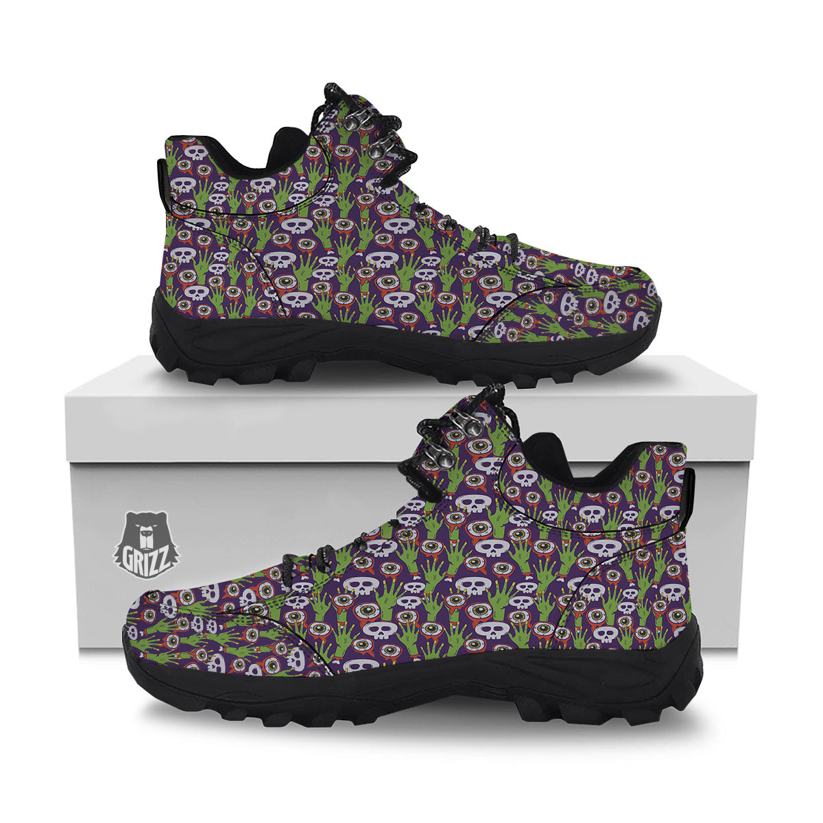 Eyeball Zombie Print Pattern Hiking Shoes-grizzshop