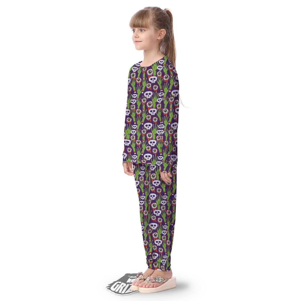 Eyeball Zombie Print Pattern Kid's Pajamas-grizzshop