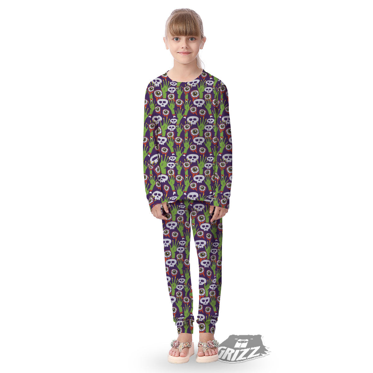 Eyeball Zombie Print Pattern Kid's Pajamas-grizzshop