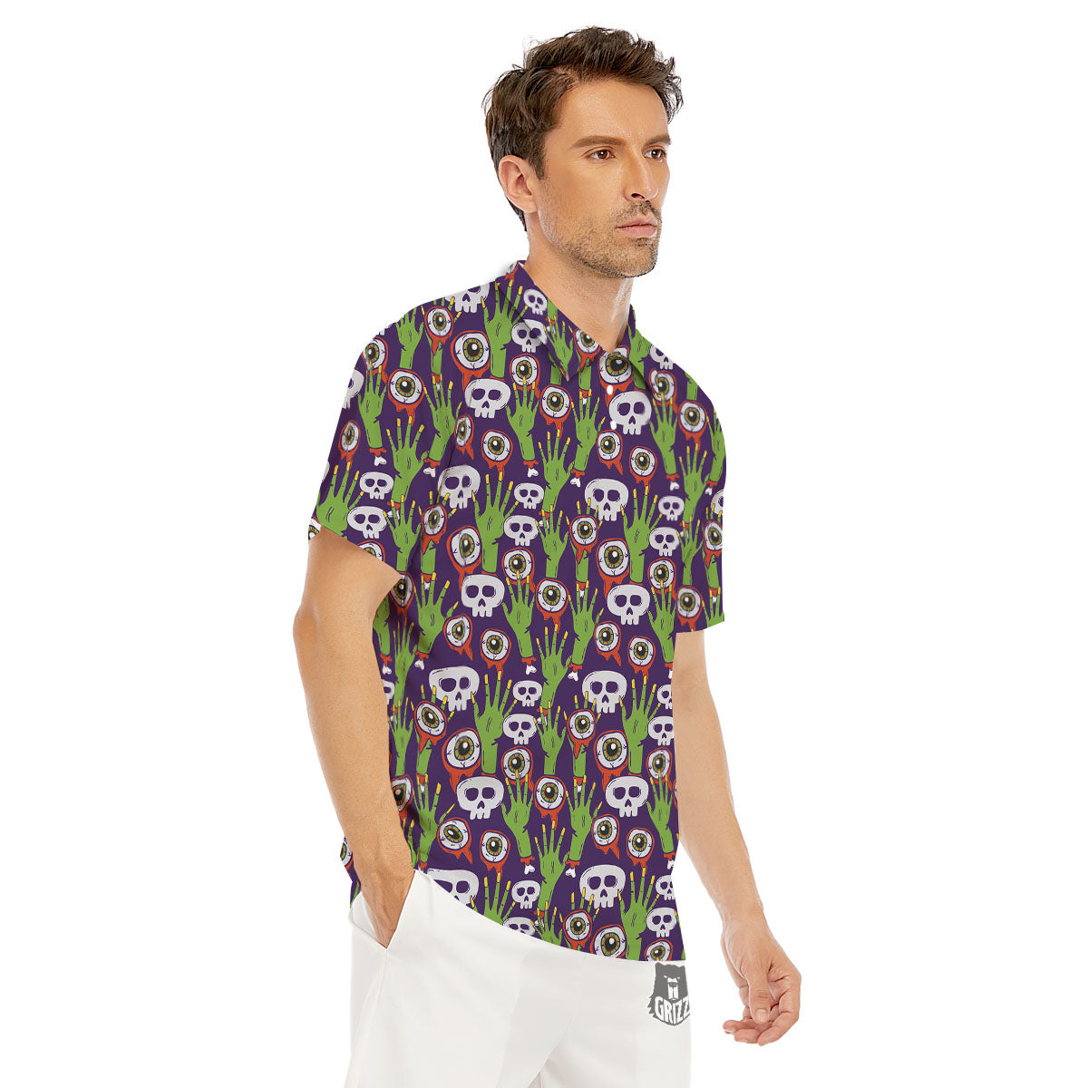 Eyeball Zombie Print Pattern Men's Golf Shirts-grizzshop