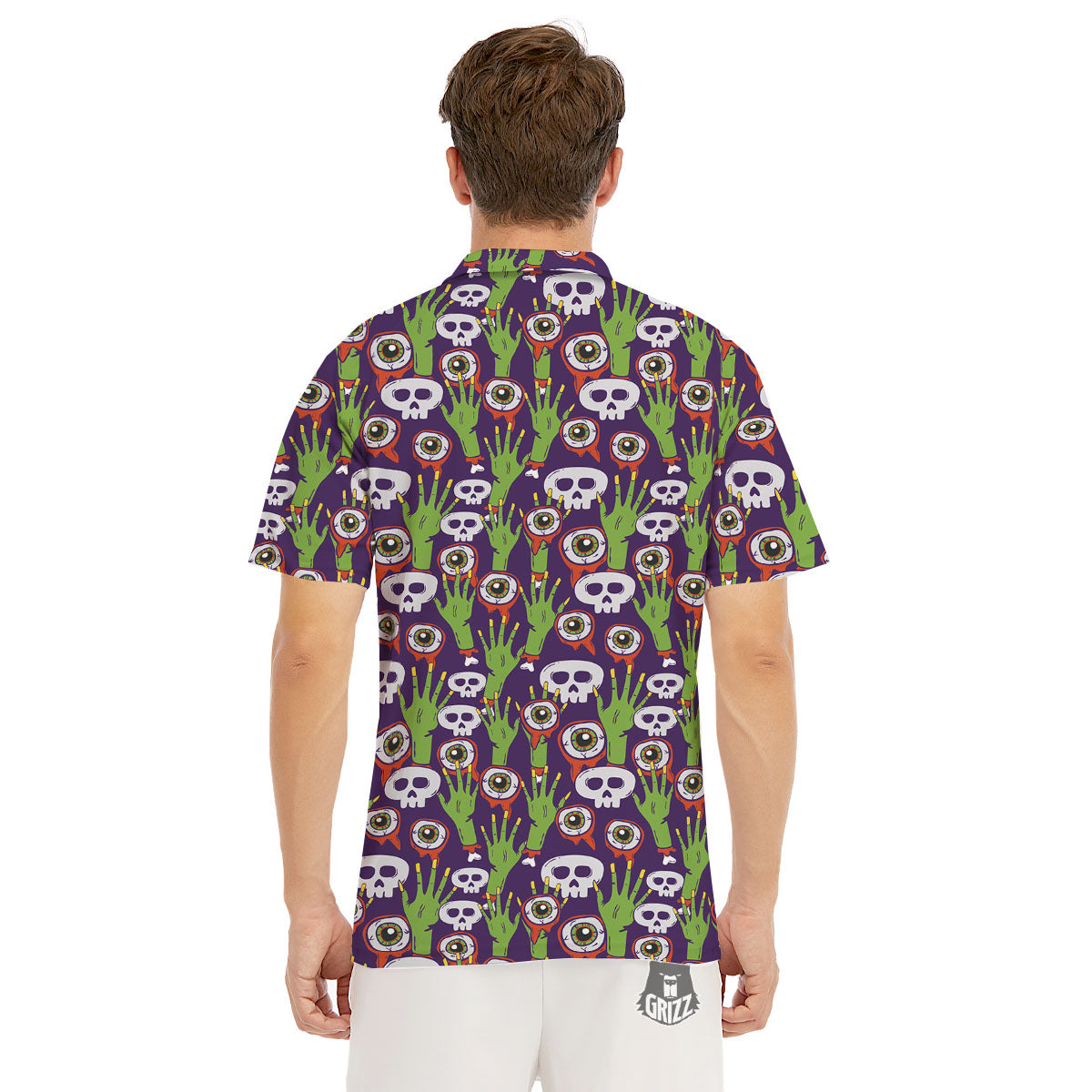 Eyeball Zombie Print Pattern Men's Golf Shirts-grizzshop