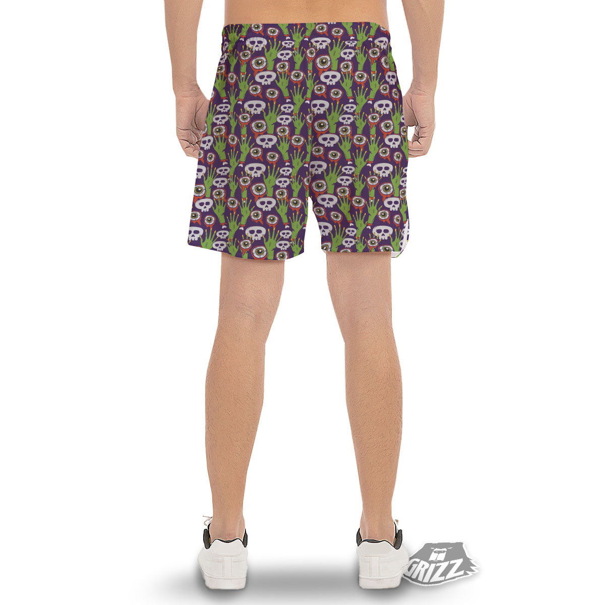 Eyeball Zombie Print Pattern Men's Gym Shorts-grizzshop