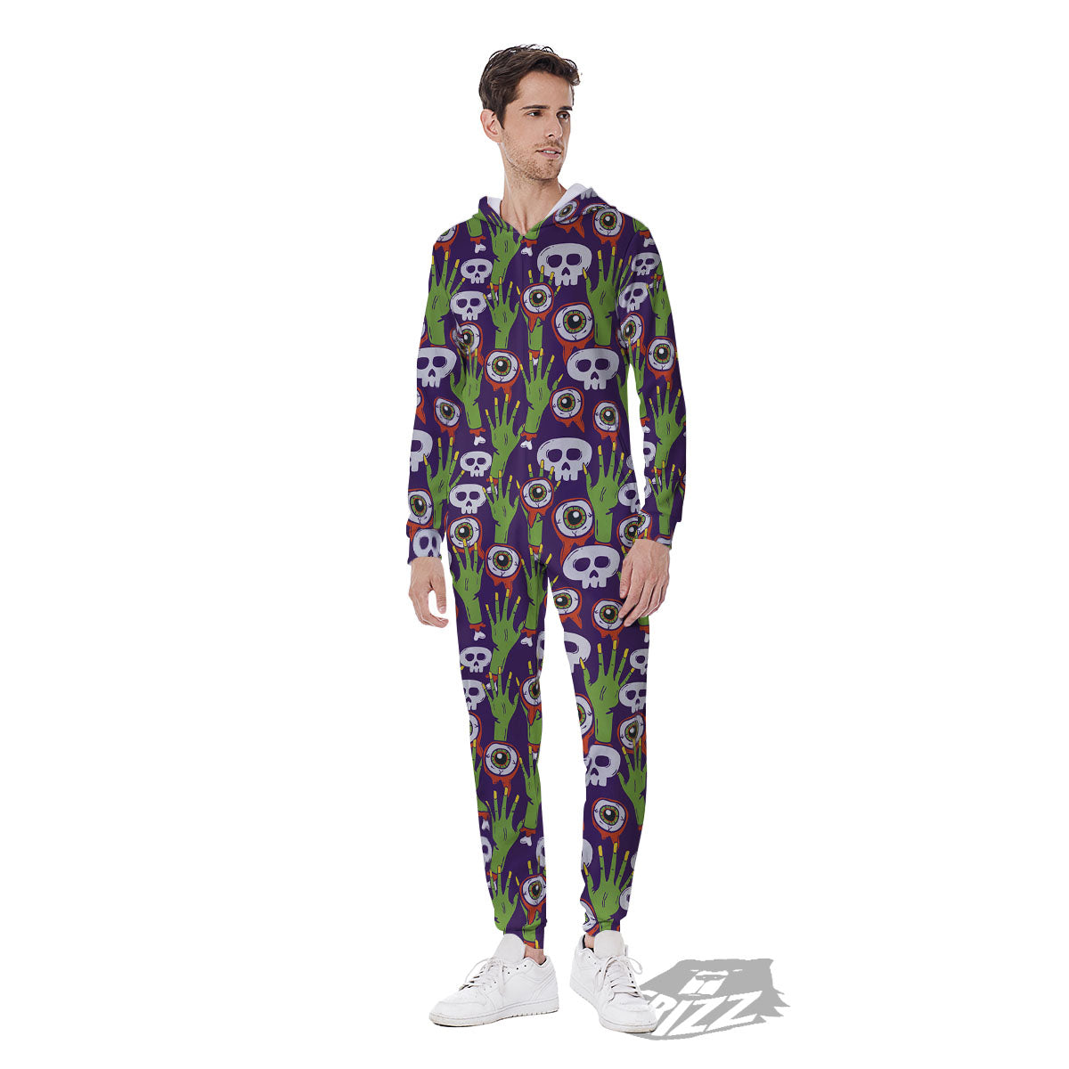 Eyeball Zombie Print Pattern Men's Jumpsuit-grizzshop