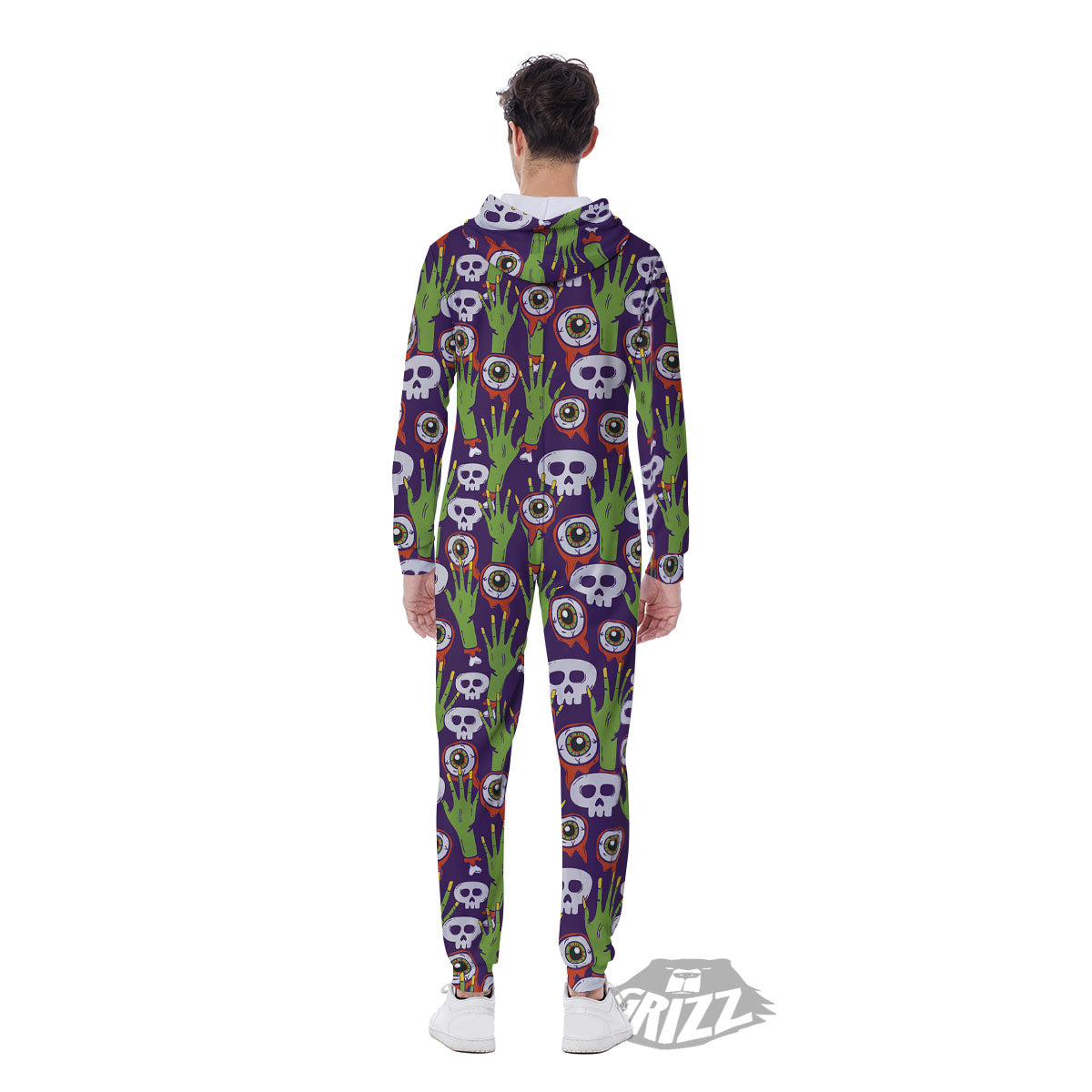 Eyeball Zombie Print Pattern Men's Jumpsuit-grizzshop