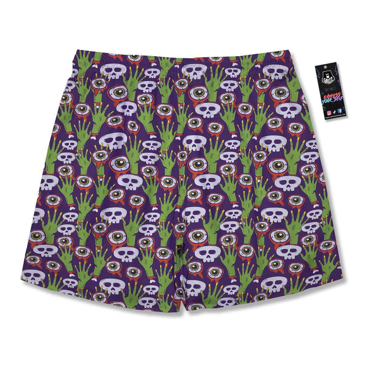 Eyeball Zombie Print Pattern Men's Running Shorts-grizzshop