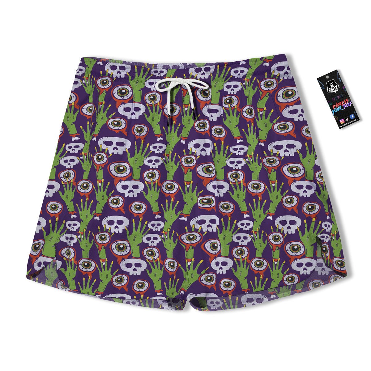 Eyeball Zombie Print Pattern Men's Running Shorts-grizzshop