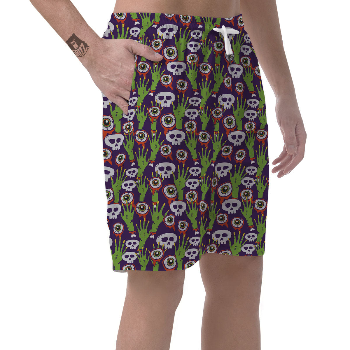 Eyeball Zombie Print Pattern Men's Shorts-grizzshop
