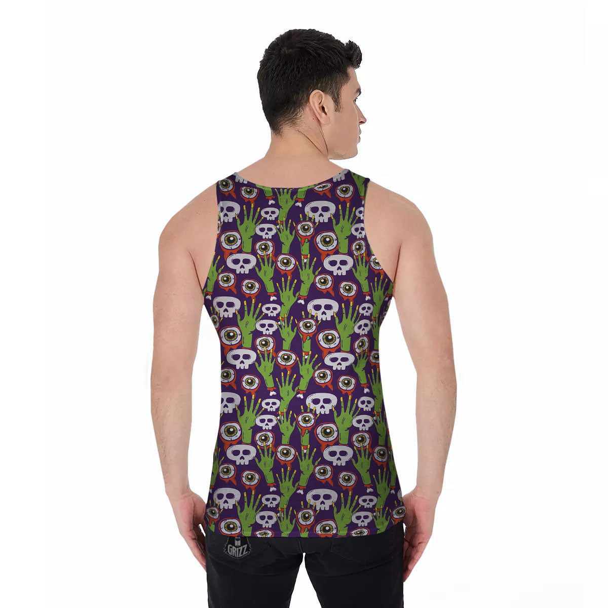 Eyeball Zombie Print Pattern Men's Tank Top-grizzshop