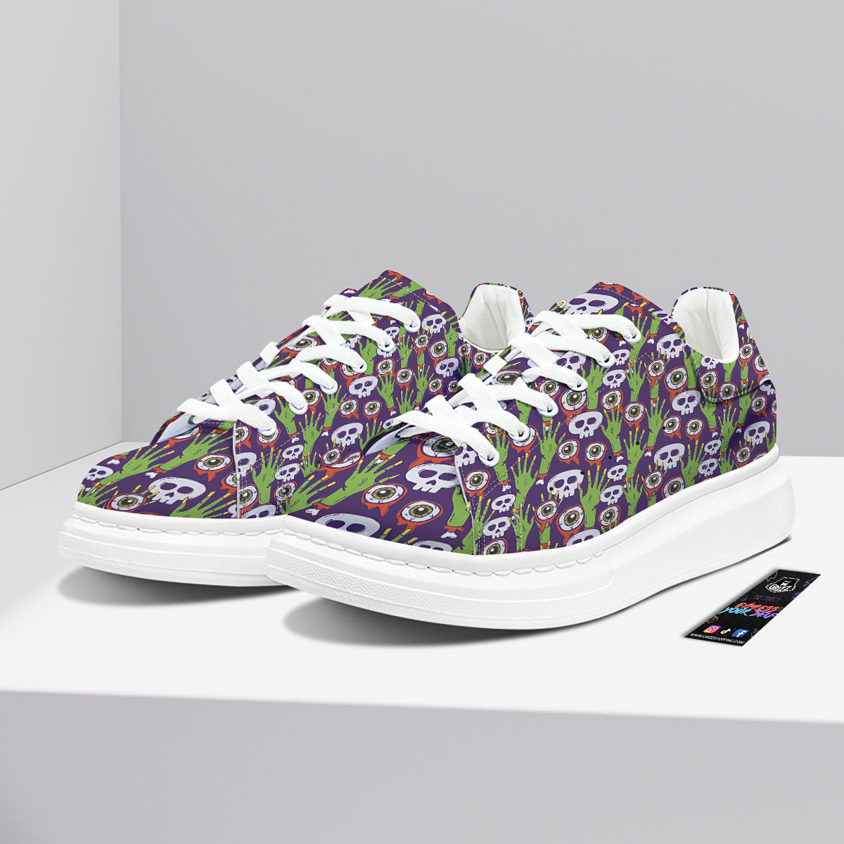 Eyeball Zombie Print Pattern Platform Shoes-grizzshop