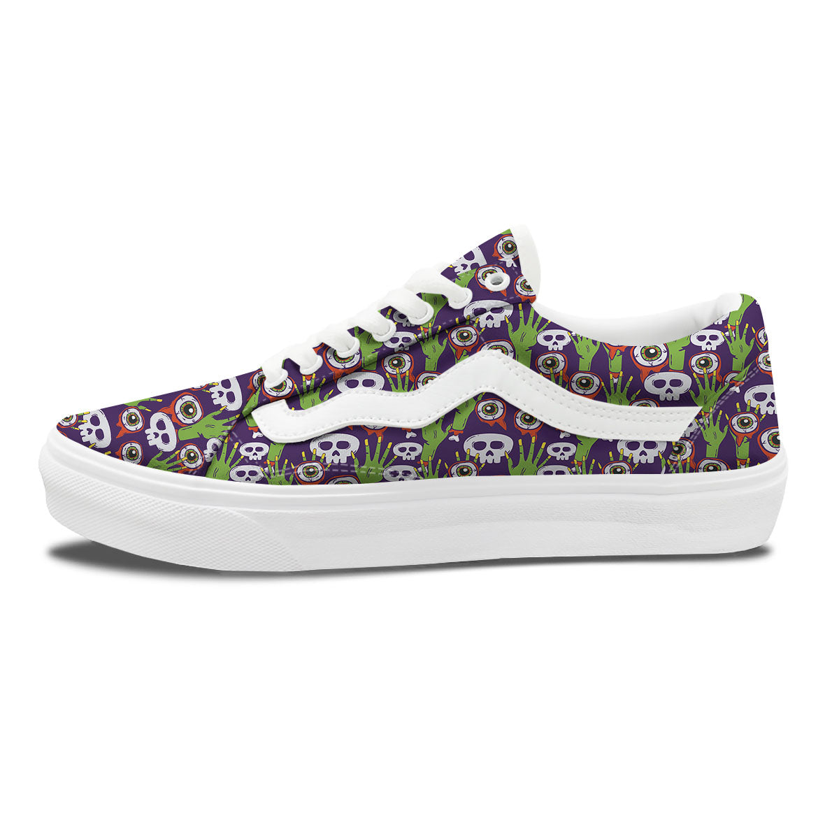Eyeball Zombie Print Pattern Skate Shoes-grizzshop