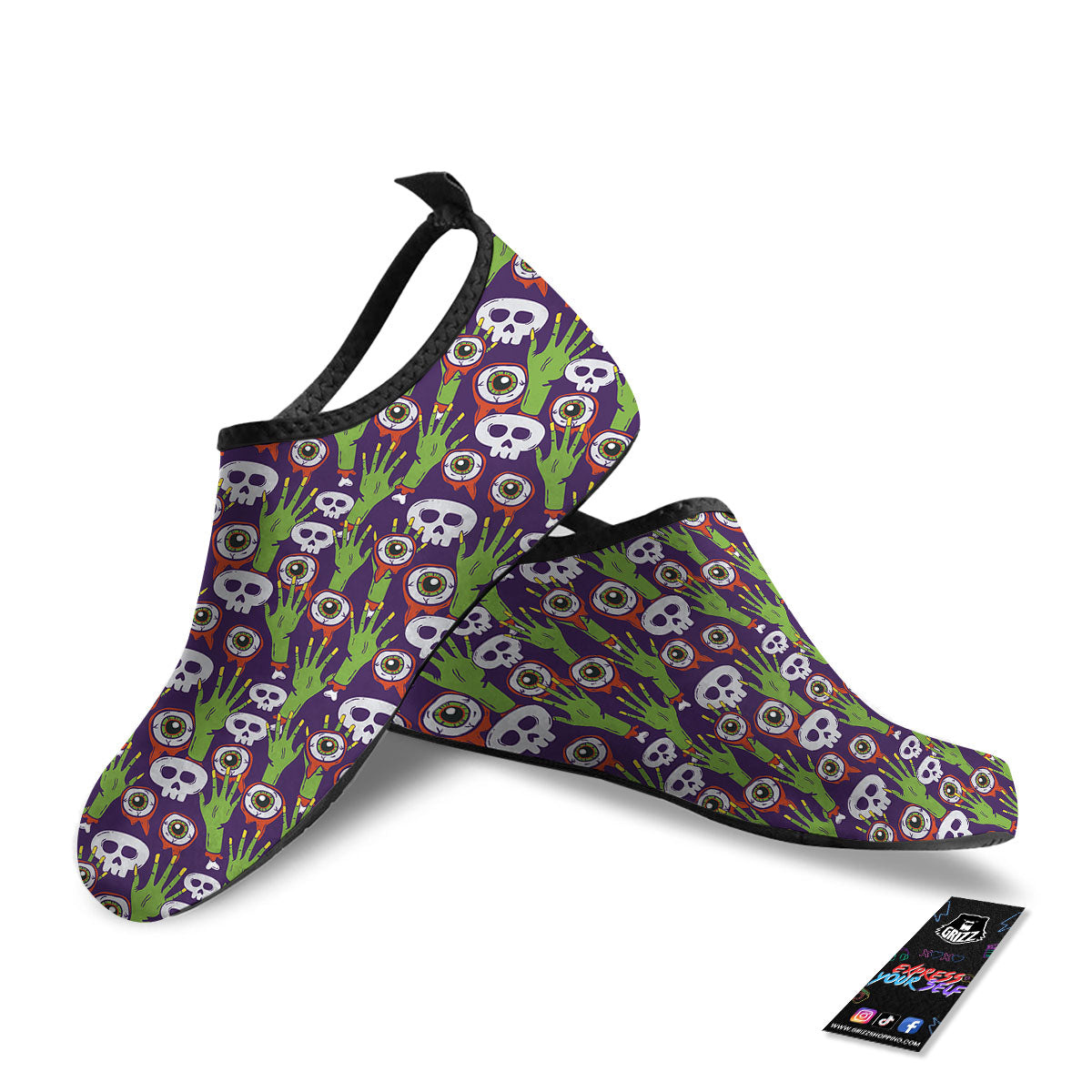 Eyeball Zombie Print Pattern Water Shoes-grizzshop