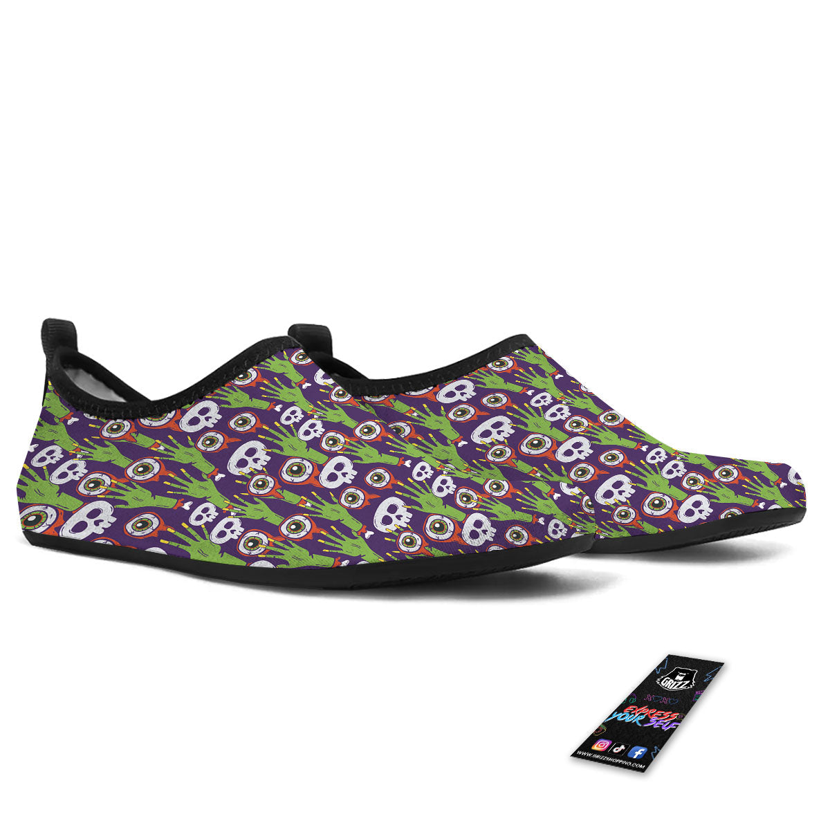 Eyeball Zombie Print Pattern Water Shoes-grizzshop