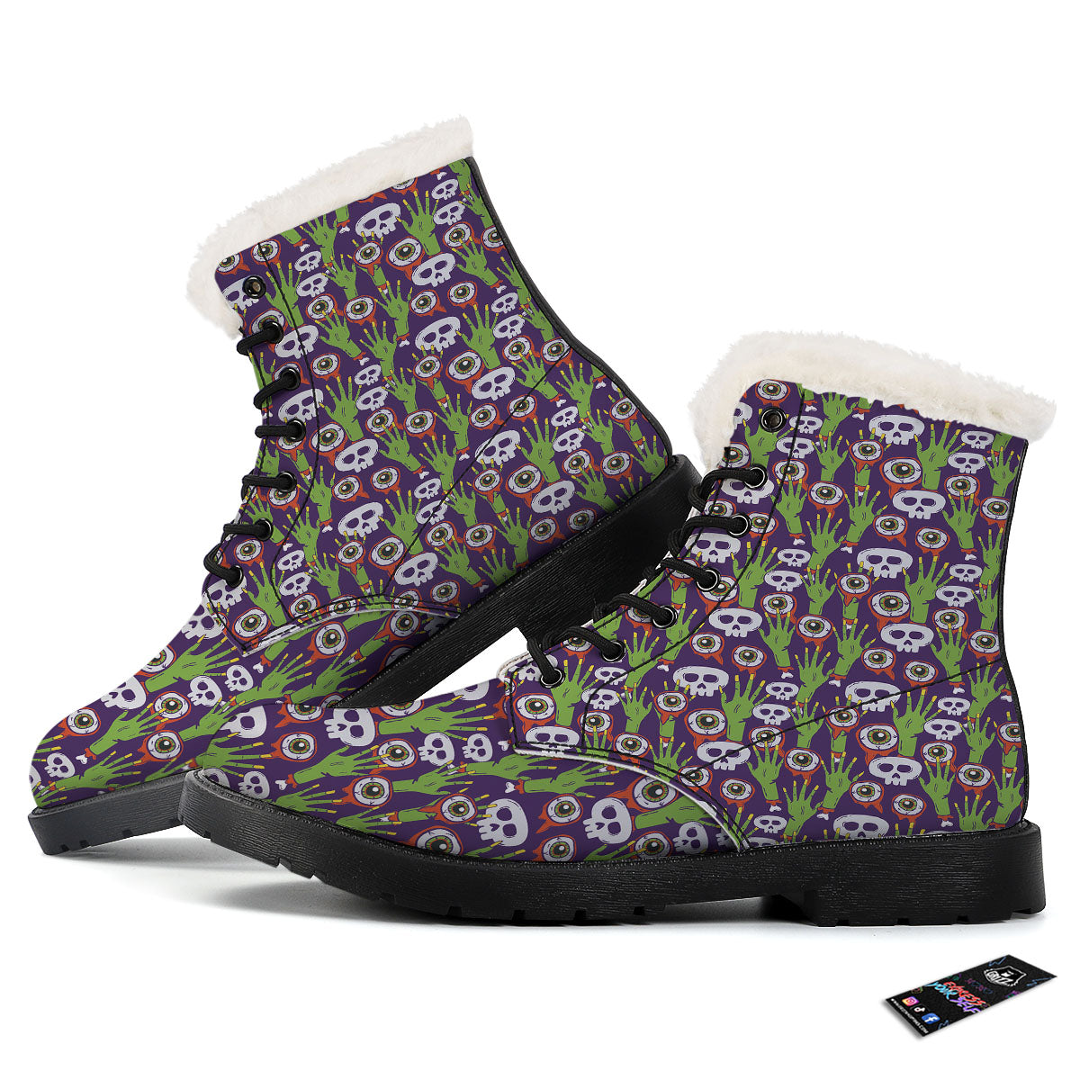 Eyeball Zombie Print Pattern Winter Boots-grizzshop