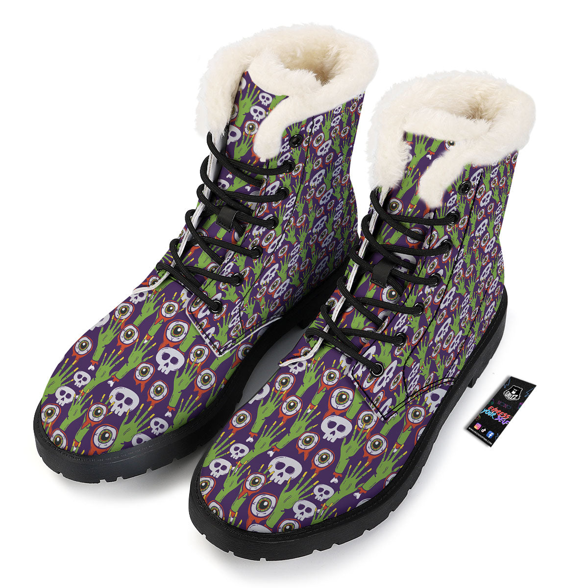 Eyeball Zombie Print Pattern Winter Boots-grizzshop