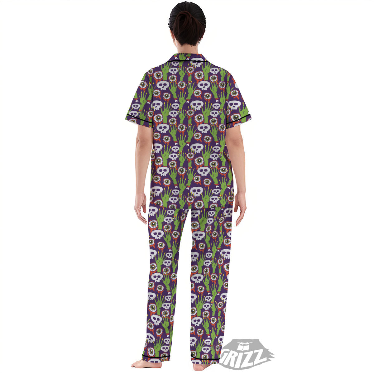 Eyeball Zombie Print Pattern Women's Pajamas Set-grizzshop
