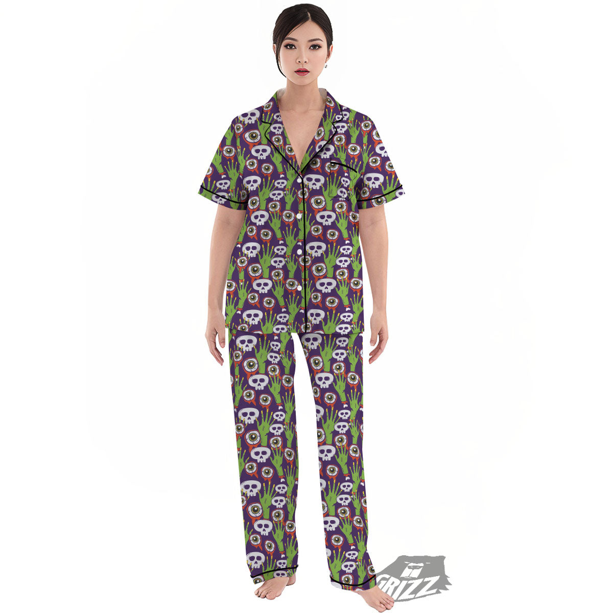 Eyeball Zombie Print Pattern Women's Pajamas Set-grizzshop