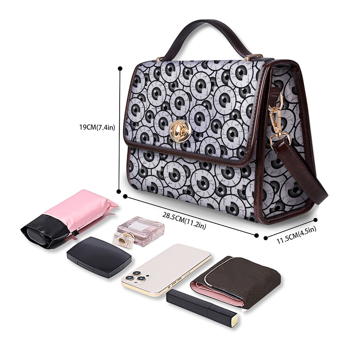 Eyeball Print Pattern Women's Satchel Bag