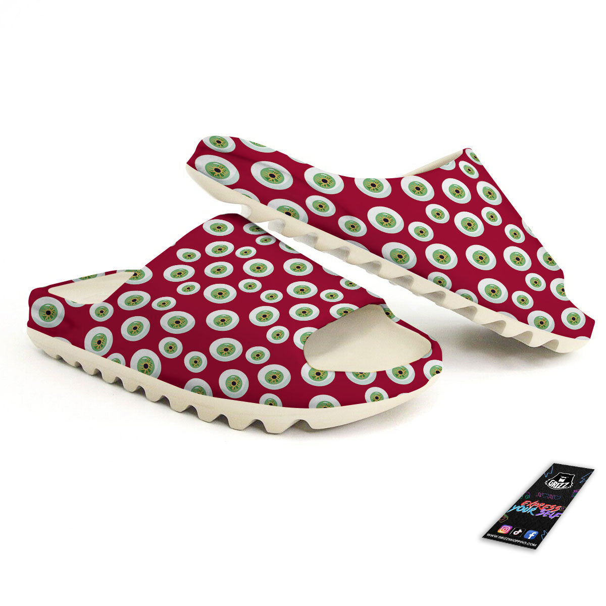 Eyeball Red Creepy Print Pattern Sandals-grizzshop