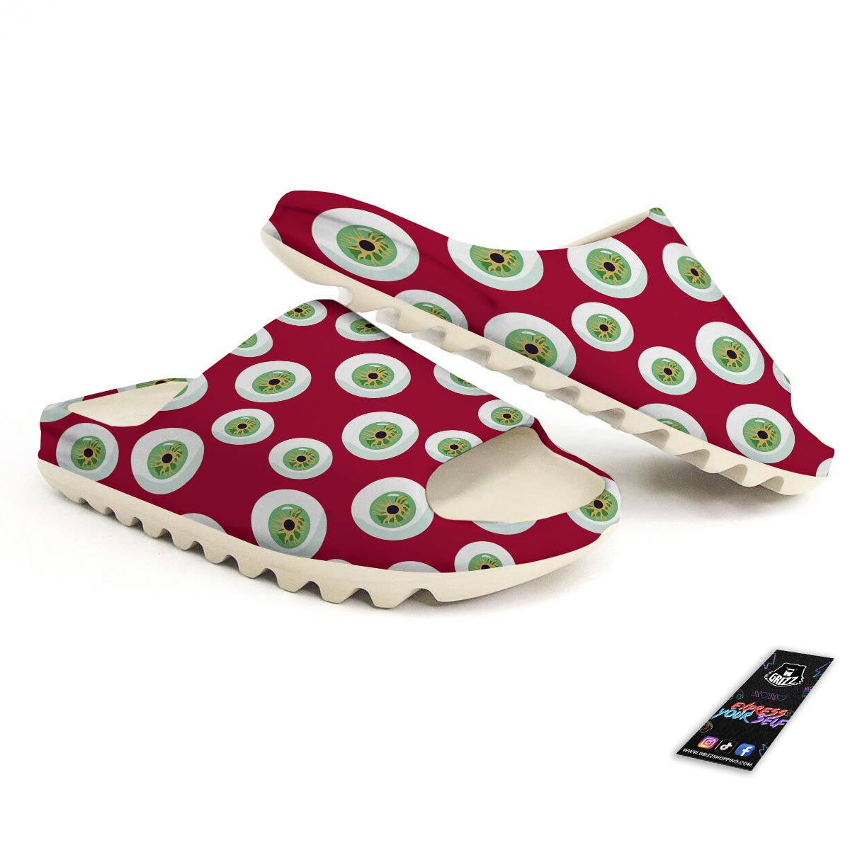 Eyeball Scary Red Print Pattern Sandals-grizzshop